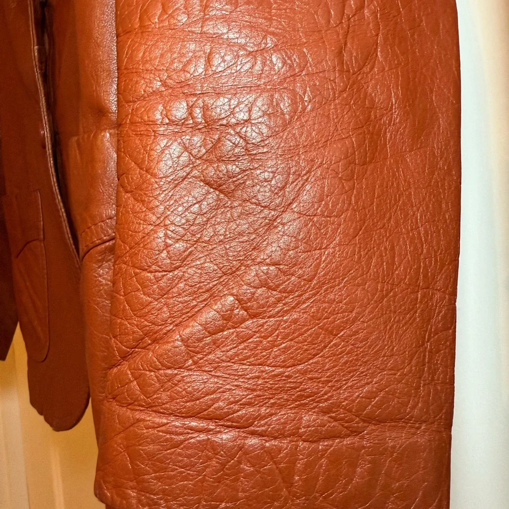 Authentic Original Vintage Style Rust Orange Leather Blazer Jacket - Picture 10 of 15